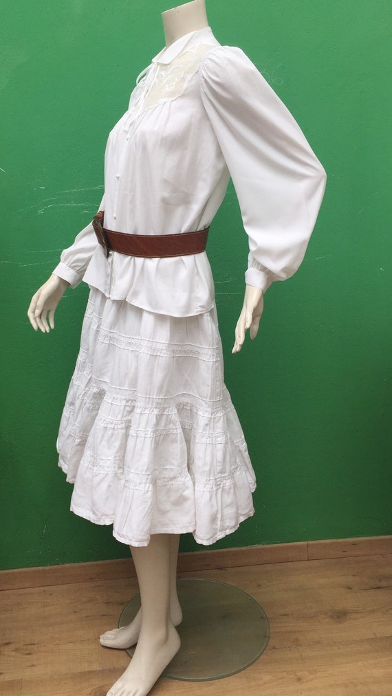 A/1 WHITE COTTON SKIRT | Long flounced skirt| Whi… - image 10