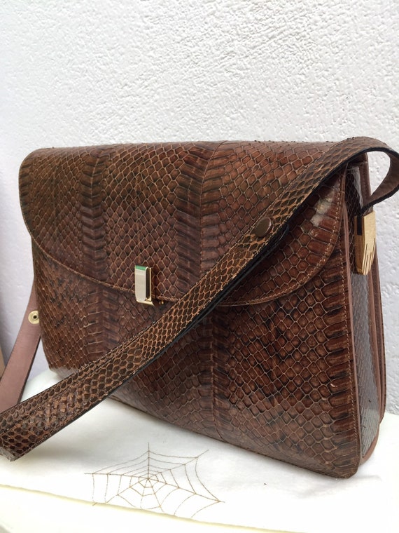 【Vintage】90s Python leather shoulder bag Vintage GIANNI VERSACE Leather Python Shoulder Bag w/Gold