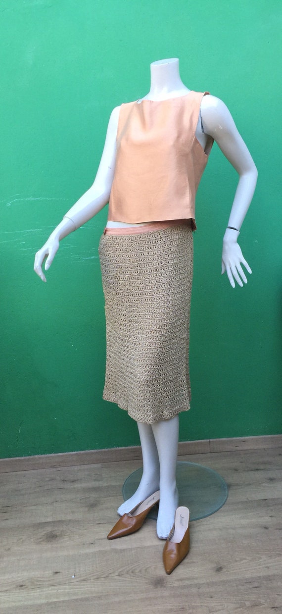60s CROCHET NUDE SKIRT | Nude Crochet skirt| Vint… - image 9