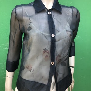 a/1 TAILORING NAVY SILK Bolero | Fashion vintage Silk Shirt | Silk Handmade vintage blouse| Tailoring silk bolero| Fashion handmade bolero