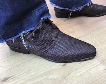 VINTAGE ANKLE BOOTS|Brown Python Polacchini|Florentine Craftsmanship ankle boots|Luxury leather ankle boots|Fashion vintage Boots|Ankle boot