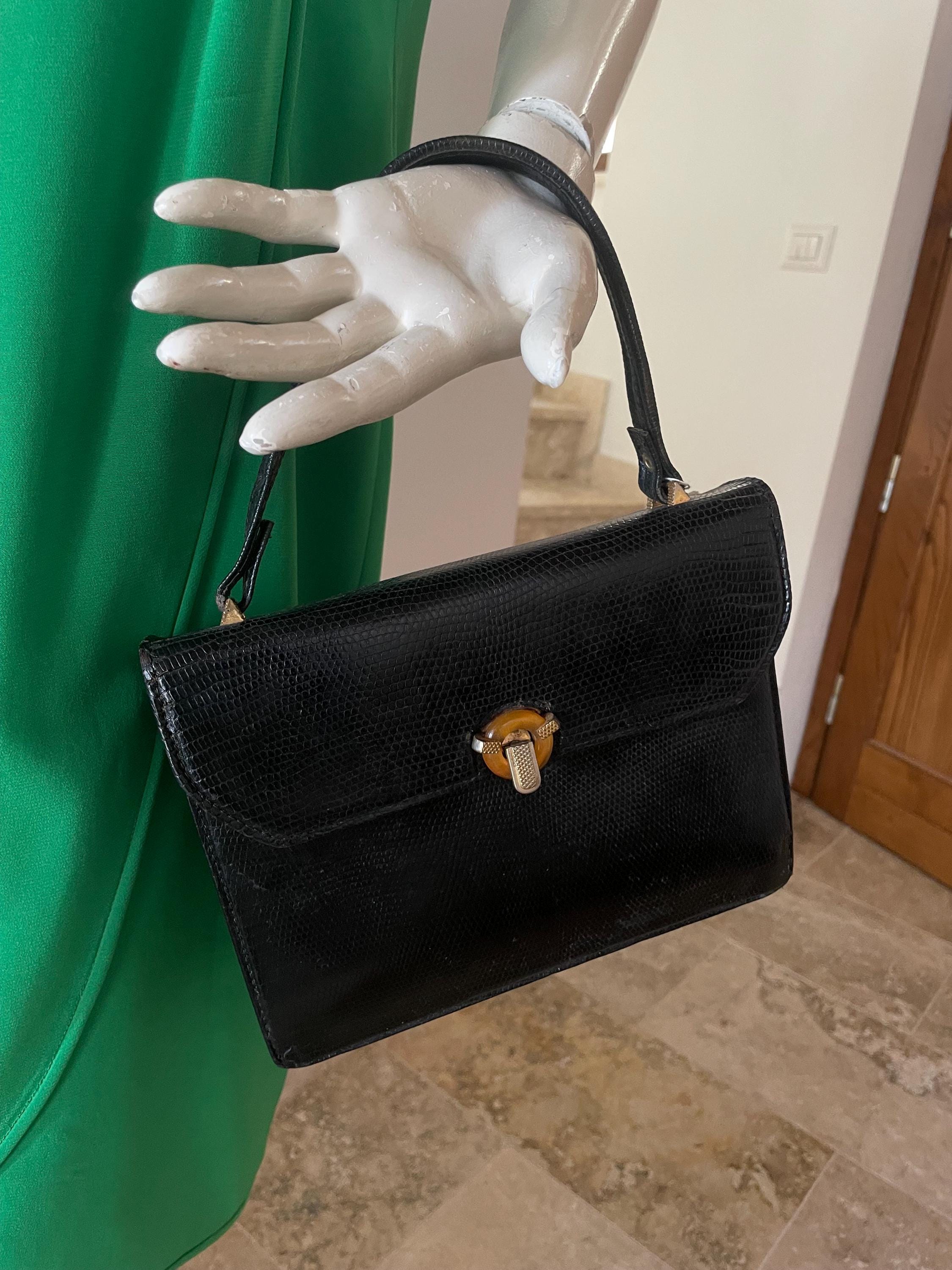 GUCCI VINTAGE HANDBAG | Rare Black Leather Bag Gucci | Bakelite