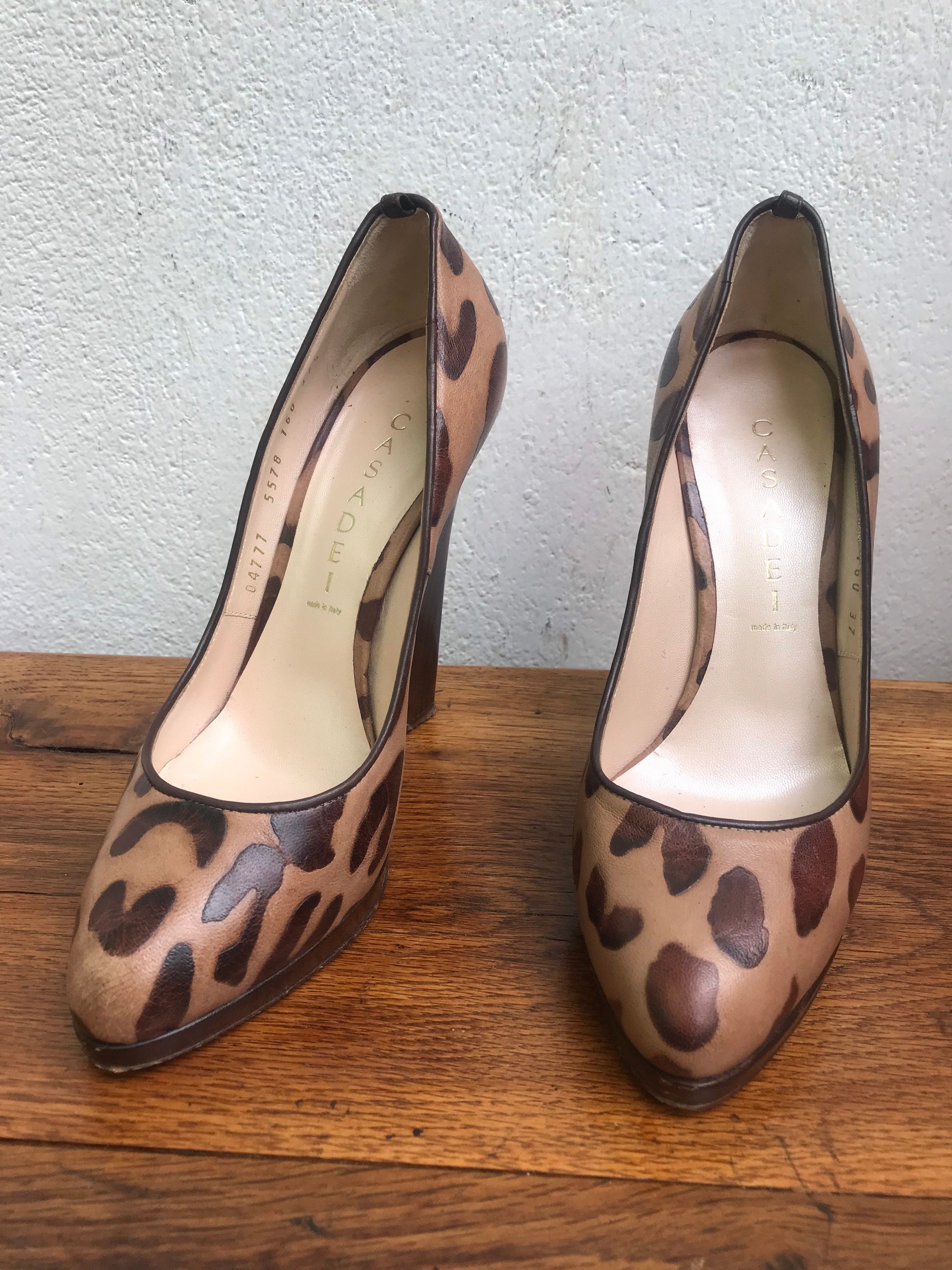 CASADEI WEDGES LEATHER | Vintage Wedges Shoes| Leopard Print