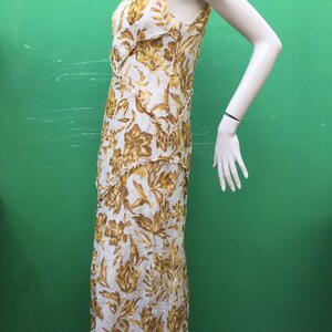 COTTON LONG FLORAL Dress| Mariella Burani vintage dress| Yellow Floral dress| Vintage fashion Mariella Burani|luxury Floral cotton dress