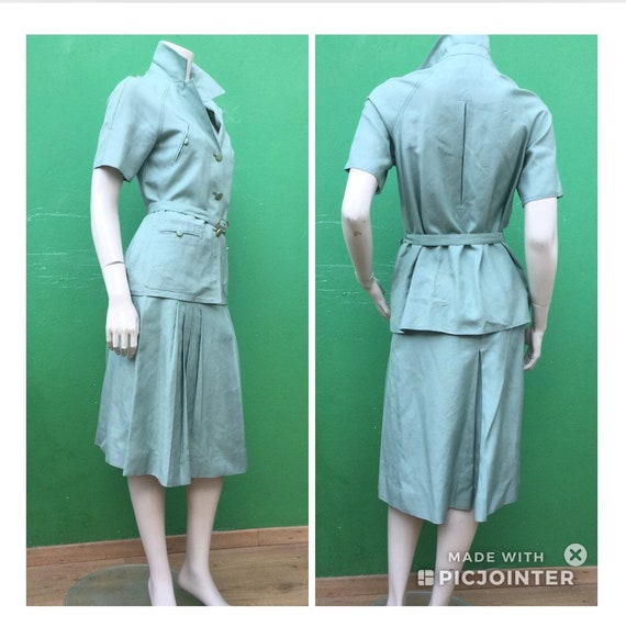 70s Safari LINEN VINTAGE SET Vintage Green linen s