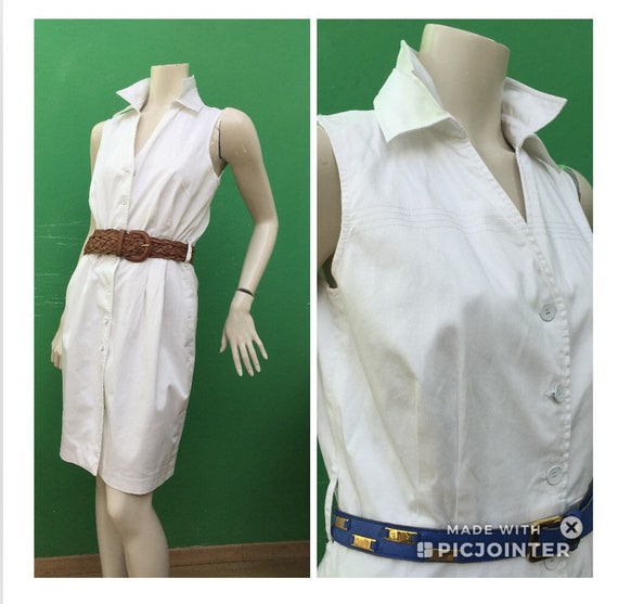 WHITE COTTON CHEMISIER Calvin Klein dress 90s Whit