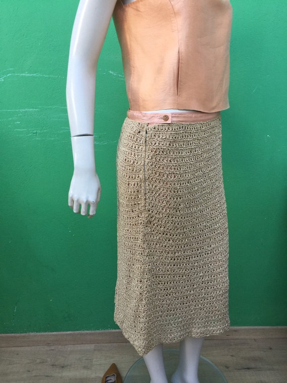 60s CROCHET NUDE SKIRT | Nude Crochet skirt| Vint… - image 8