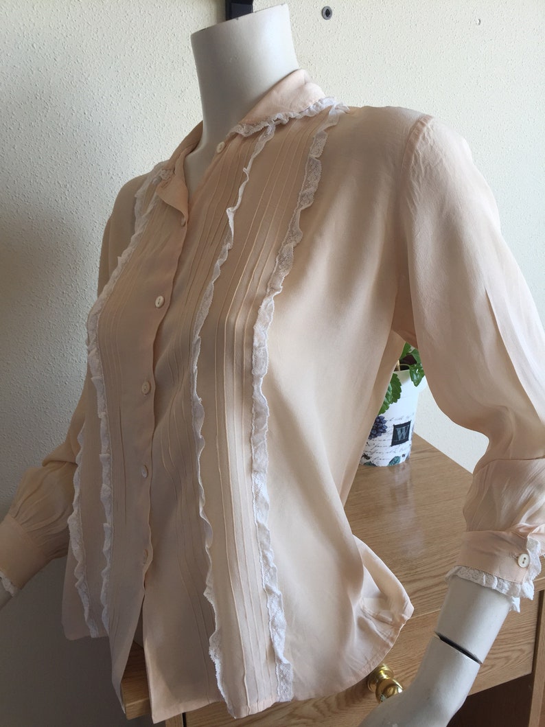 Silk Shirt Pink Antique Shirts 40s Blouse Embroidery Shirts