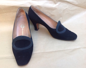 GOTICK SUEDE SHOES| Suede leather shoes décolleté| Gothic Fashion shoes| Italo Colombo vintage | leather Vintage shoes| Black Suede shoes