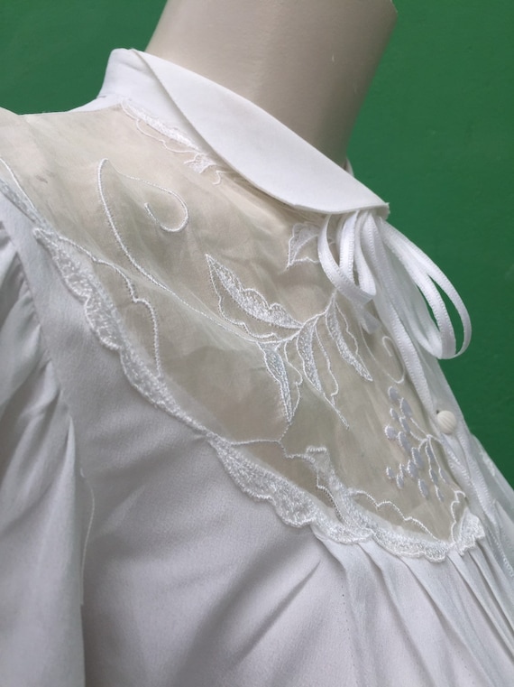A/1 LACE EMBROIDERED BLOUSE White vintage puffed s