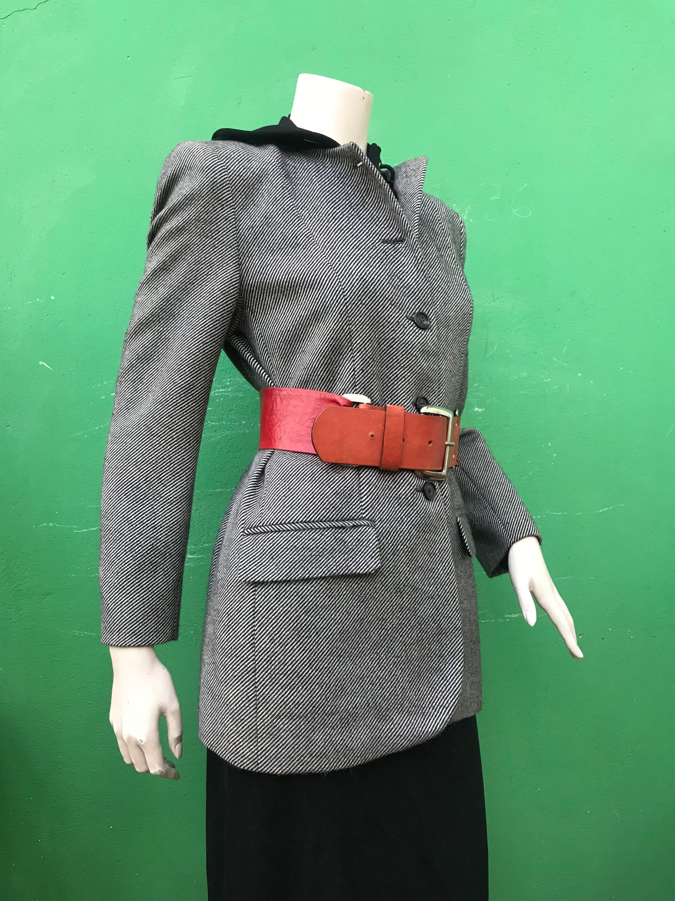 Vintage Salvatore Ferragamo Tan Jacket & Mini Skirt Suit Outfit with Belt