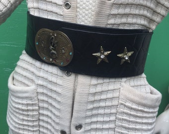 A/1 VINTAGE LEATHER BELT | Fashion leather belt | Printed croc leather belt |black leather belt