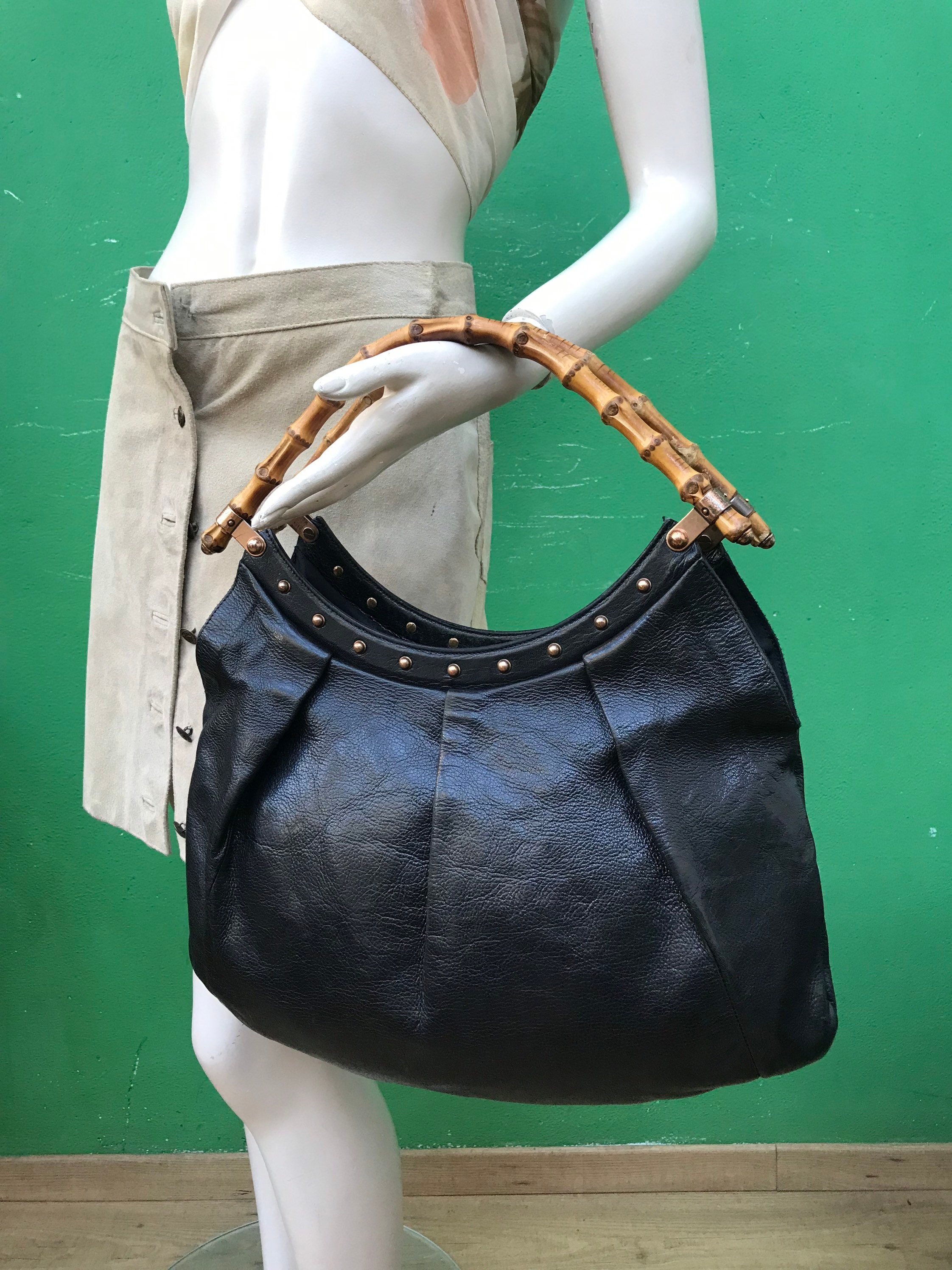 GUCCI LEATHER BAMBOO Shoulderbag| Rare Vintage Gucci|gucci GUCCI LEATHER BAMBOO Shoulderbag| Rare Vintage Gucci|gucci