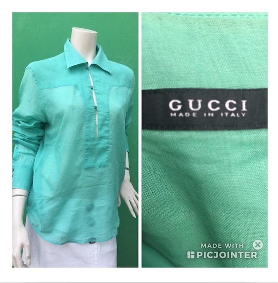 GUCCI COTTON SHIRT | Green Gucci fashion cotton t… - image 4