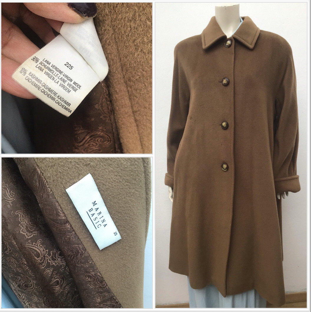 MARINA RINALDI カシミヤ100%ロングニットジャケット M Plush-effect jersey coat, beige | Marina Rinaldi