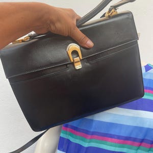LUXURY ITALIAN BAG| Black Leather luxury Bag|Luxury 80s| Italian leather Bag|vintage made in Italy| Florentine Craftsmanship | 80s vintage