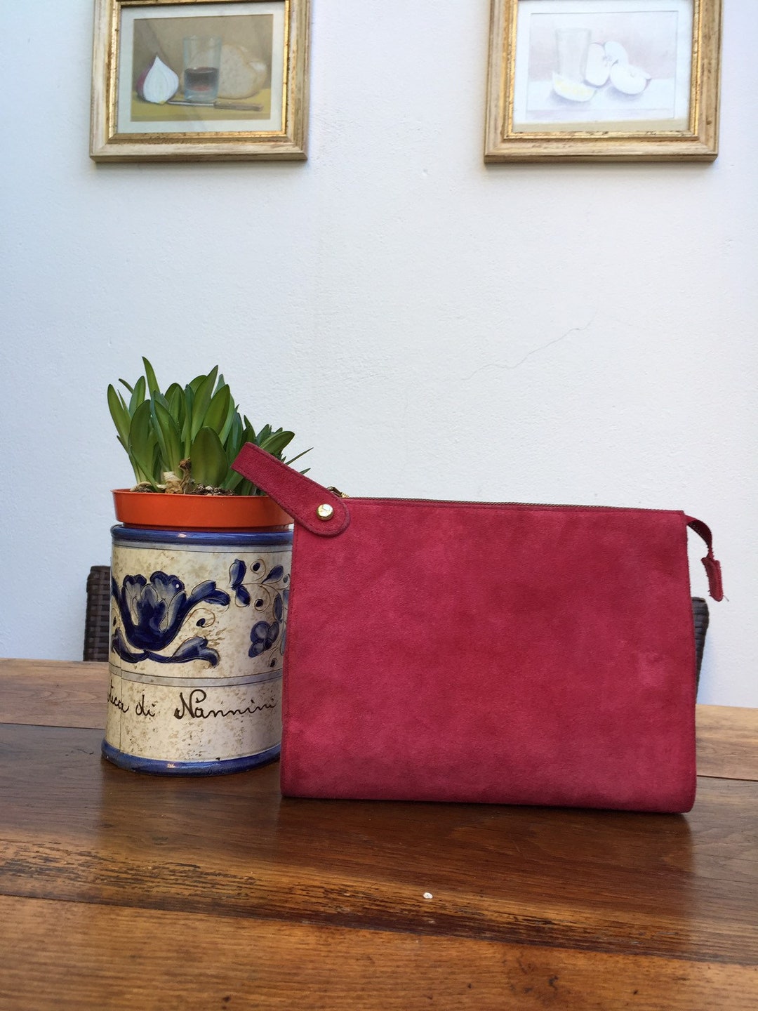 Suede Luxury Pouch LEATHER FASHION POUCH Shoking Pink Etsy