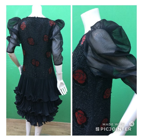 EMBROIDERY SILK DRESS | Mariella Bura Puff sleeve… - image 7