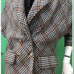 A/1 MARIO BORSATO JACKE | Karierte Wolljacke im Vintage-Stil | Karierte Wolljacke aus den 80er-Jahren | Vintage-Luxusjacke | Modische karierte Wolljacke | Mode