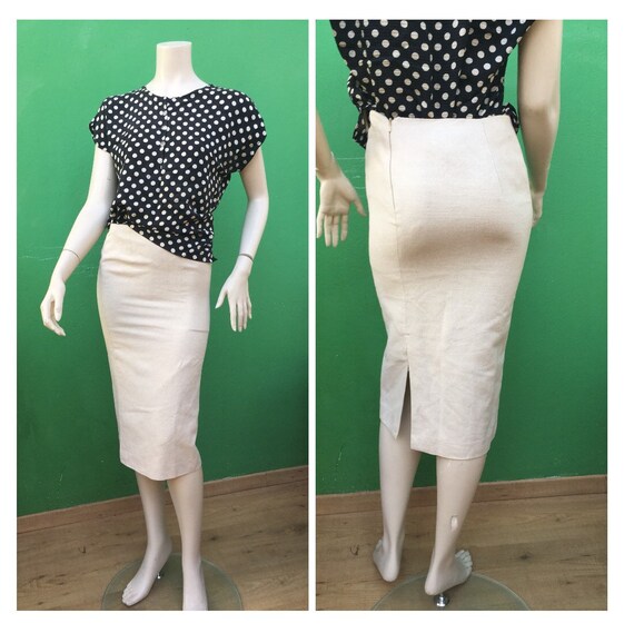 PRADA LINEN SKIRT Natural Skirt Vintage skirt Tigh