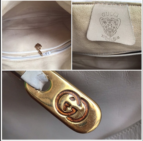 GUCCI VINTAGE LEATHER | 80s Gucci Vintage Bag|cream Leather