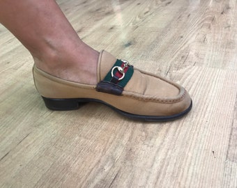 GUCCI-VINTAGE LOAFERS | Gucci Vintage Loafers | Canvas leather Canvas Gucci moccasins | Gucci Fashion vintage Loafers