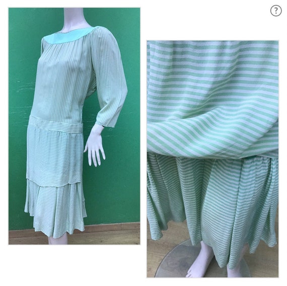 VINTAGE-STRIPED SILK Dress| Aspesi Vintage Dress … - image 9