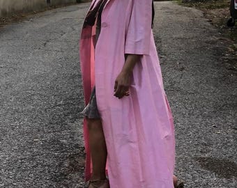 LONG SILK BLAZER |Silk long Blazer|Handmade vintage Silk Coat |Fashion luxury Pink Silk blazer| Handmade vintage long Silk blazer| Pink coat