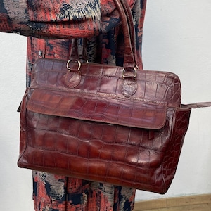 Vintage 1990s Large Brown Leather Purse From Jacobson