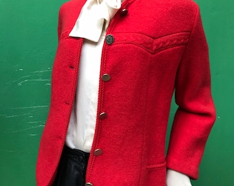 A/1 VINTAGE-WOOL TIROLESE red jacket | Vintage Wool Jacket | Tyrolean red jacket | Vintage jacket | Red jacket | 90s Jacket| Mod Jacket