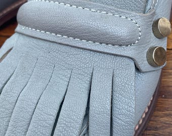 Grijze leren loafers | Pollini leren loafers | Vintage loafers uit de jaren 90 | Vintage leren loafers | Vintage, gemaakt in Italië | Leren schoenen