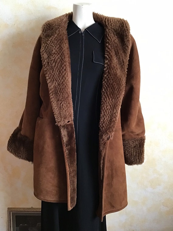 FENDI LEATHER COAT |sherling Brown Leather Fendi | Vintage FENDI LEATHER COAT |sherling Brown Leather Fendi | Vintage