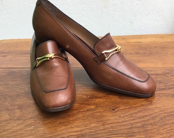 F/1 VINTAGE-DEASTOCK 70s LOAFERS | Leather fashion vintage Loafers | 40 leather loafers
