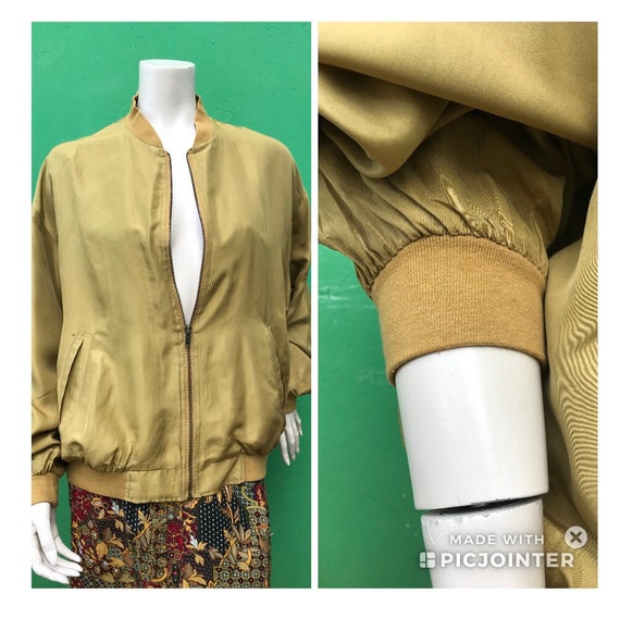 A/1 SILK BOMBER MUSTARD | Fashion Silk bomber jack