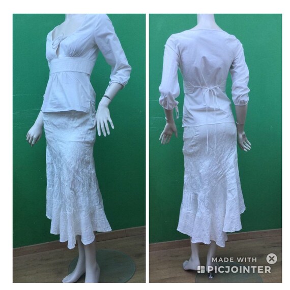 GUY LAROCHE SKIRT | Long White Silk asymmetrical … - image 10