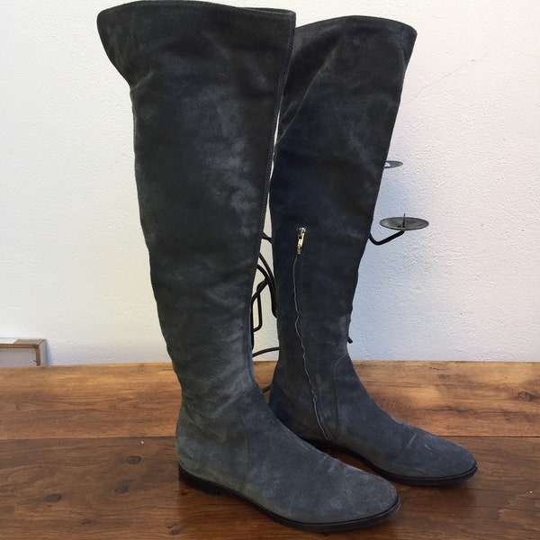 Sergio Rossi vintage | GRAY SUEDE BOOTS | Suede boots |luxury leather boots | Sergio Rossi vintage |Grey leather boots| Suede boots