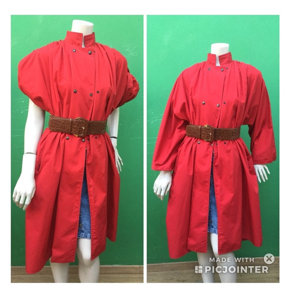 RED VINTAGE TRENCH COAT Fashion cotton trench coat