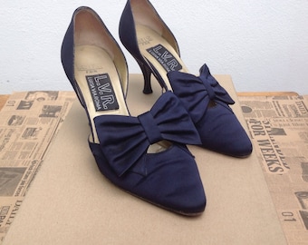 f/1 Raso Blue D'orsay Pumps | Vintage D'Orsay| 80s Vintage D'Orsay| Vintage Shoes | Ceremony Shoes| crepe de chine Shoes|Fashion Shoes