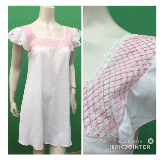 Handmade EMBROIDERED COTTON NIGHTGOWN Vintage nigh