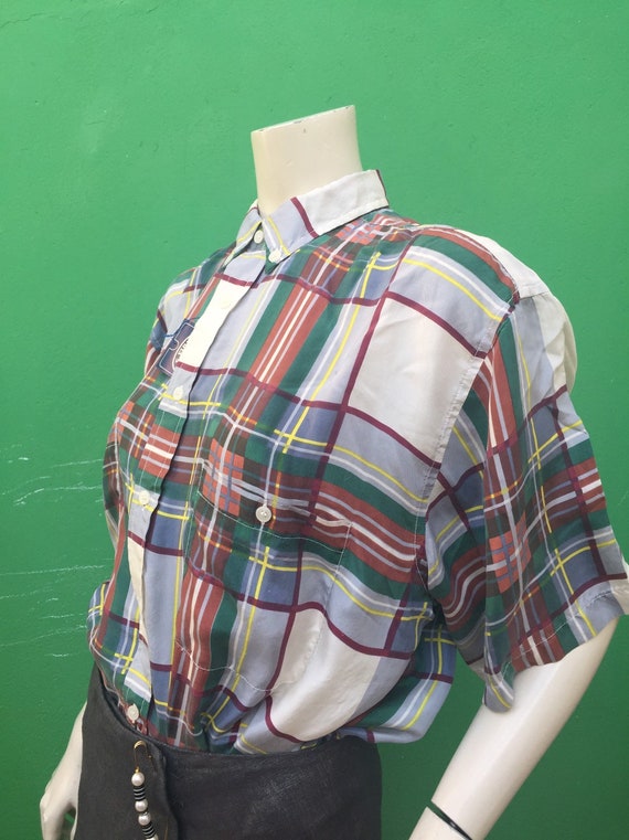 DEADSTOCK SILK T-SHIRT | Plaid silk shirt | Vinta… - image 6