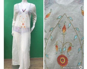 FORNARINA- Vintage EMBROIDERY DRESS | Fornarina embroidered long dress | Fornarina Cotton embroidery dress | Vintage fashion long vintage