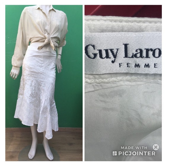 GUY LAROCHE SKIRT | Long White Silk asymmetrical … - image 2