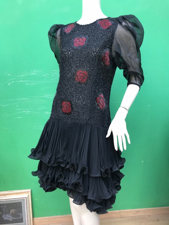 EMBROIDERY SILK DRESS | Mariella Bura Puff sleeve… - image 10