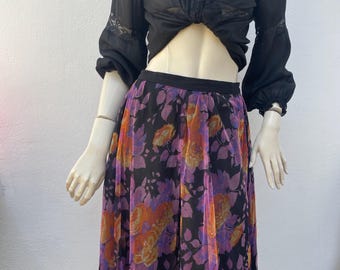 FLORAL LONG SKIRT| Tulle Floral skirt| 90s Maxi skirt| Printed tulle vintage skirt | Vintage skirt| 90s Maxi Tulle Skirt| Vintage long skirt