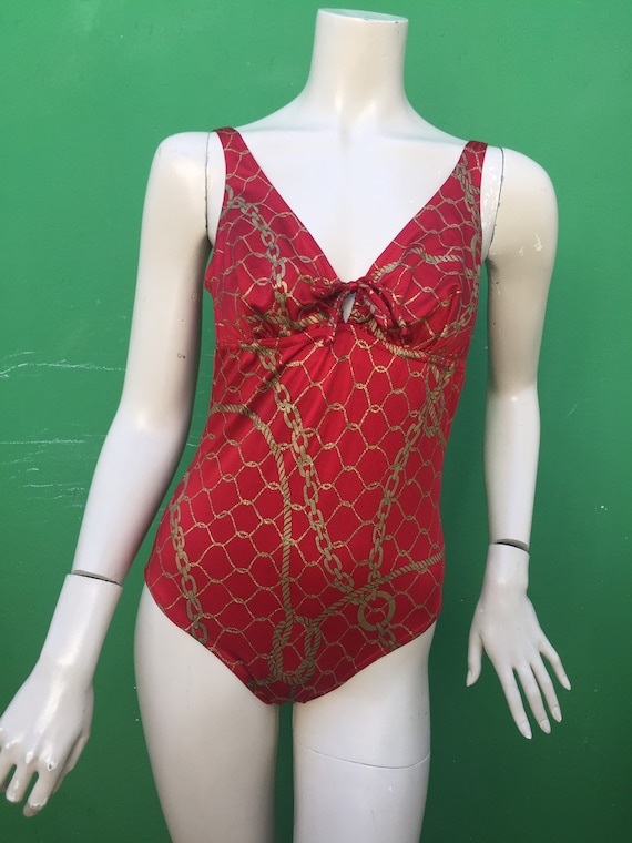 RED VINTAGE SWIMSUIT | 90s Swimsuit| Baroque Swim… - image 2