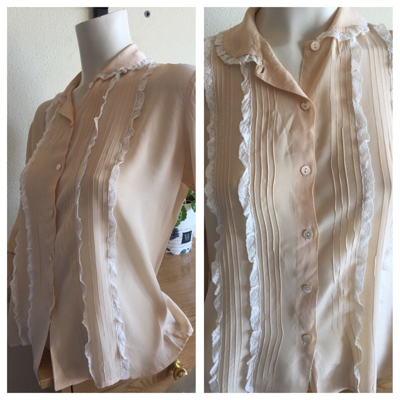 Silk Shirt Pink Antique Shirts 40s Blouse Embroidery Shirts