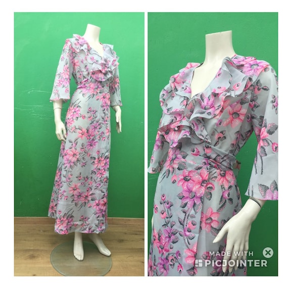 Long FLORAL DRESSING GOWN 70s dressing gown Long d