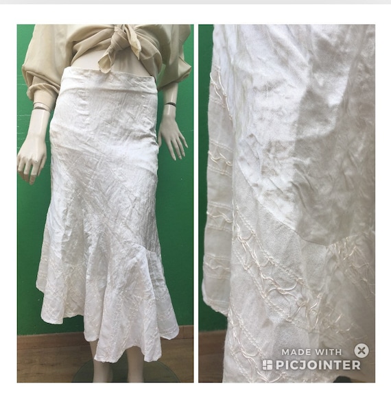 GUY LAROCHE SKIRT | Long White Silk asymmetrical … - image 3