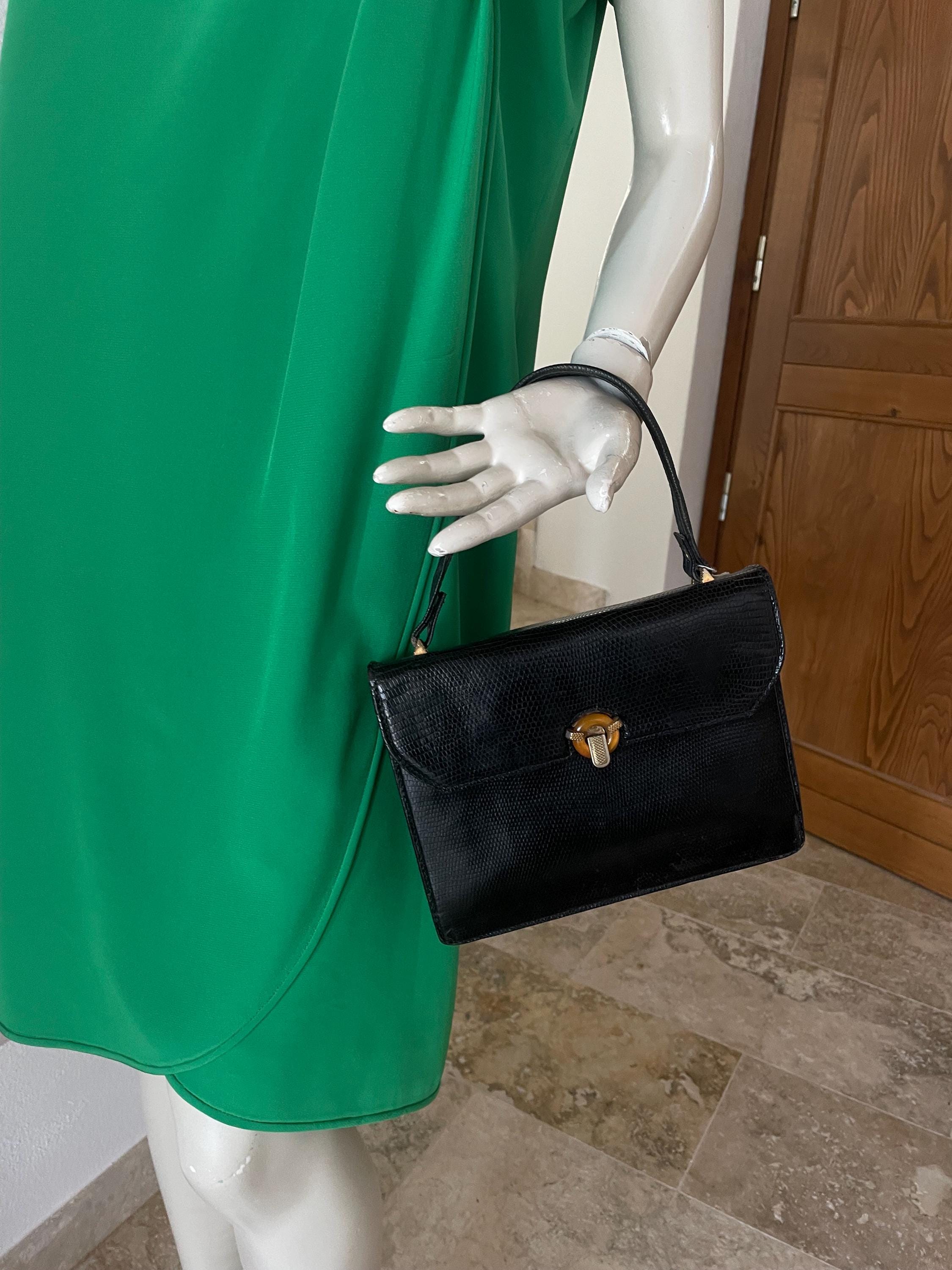 GUCCI VINTAGE HANDBAG | Rare Black Leather Bag Gucci | Bakelite