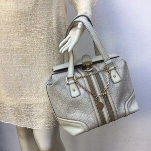 SAC À MAIN VINTAGE GUCCI | Sac à main Gucci en cuir monogramme | Sac à main vintage rare Gucci | cuir et tissu Monogram Gucci| Sac à main vintage tendance